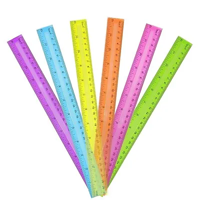 30 Pack Clear Plastic Rulers 12 InchTransparent Assorted Color Metric Bulk Rule • $14.64