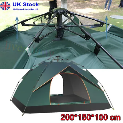 3-4 Man Automatic Instant Double Layer Pop -Up Camping Tent Waterproof Outdoor_ • £22.97