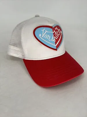 Von Dutch White Red Heart Patch Trucker Hat Adjustable • $63.75