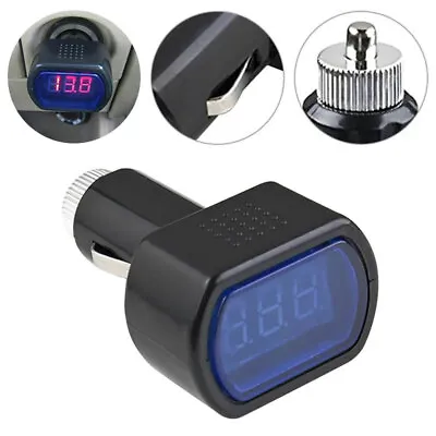 LED Car 12V 24V Battery Volt Voltage Meter Gauge Cigar Plug Lighter Black Useful • £6.99