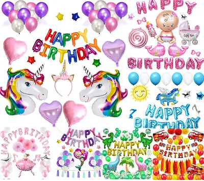 Happy Birthday Decorations Set Theme Party Supplies Banner Balloons For All Ages • $15.99