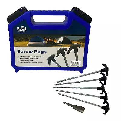 £19.99 • Buy Screw Thread Pegs In Case X20 Drill Adapter Tent Awning Royal Leisure Camping 
