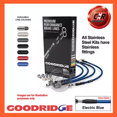 Goodridge Stl E.Blue Hoses For Mini R50/R53 Cooper S 1.6 00-04/03 SBW1100-4C-EB • £113.98