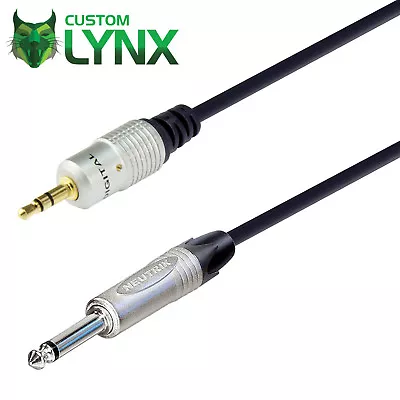 Neutrik Mini Stereo 3.5mm Jack To Mono Cable 6.3mm 1/4  Lead PC/Laptop To Amp  • £9.45