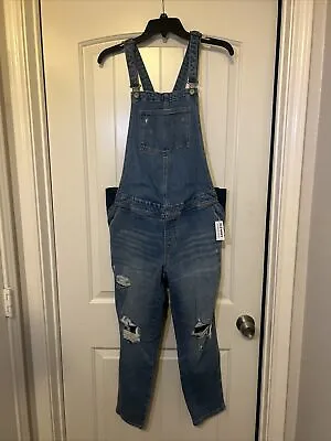 NWT Old Navy Maternity Overalls 8 Short Denim Jeans Bibs Ripped Distressed • $12.50