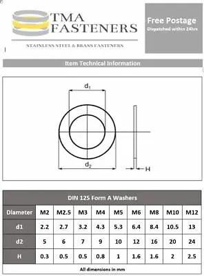 Solid Brass Washers M2 M2.5 M3 M4 M5 M6 M8 M10 M12 M14 • £0.99