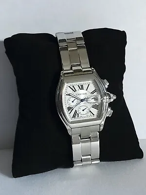 $5500 • Buy Cartier Roadster XL Chronograph Automatic Steel Mens Bracelet Watch W62019X6