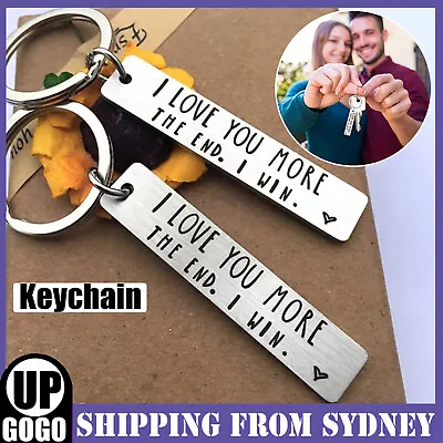 Personalised I Love You More The End I Win Letter Key Keychain Gift Unisex New • $5.93