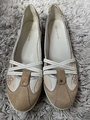 £11.99 • Buy Next Beige/cream Sole Reviver Suede/embroidered Flower Elasticated Flats-size 8