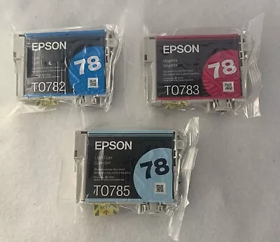Lot Of 3 Genuine Epson 78 Ink Cartridges Cyan Magenta & Light Cyan New Sealed • $17.95