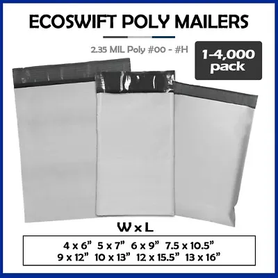 Poly Mailers 2.35 MIL Envelopes Shipping Mailing Bags 1000 500+ More Sizes • $3.89