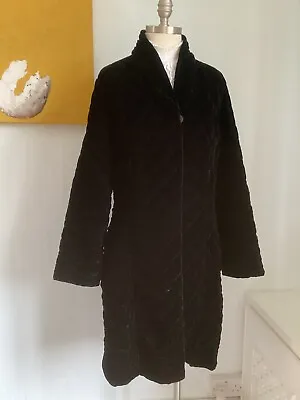 Vintage Ghost Black Velvet Coat Size Large Silk Mix Opera Embroidered • £89