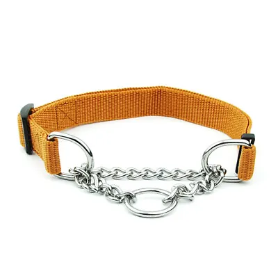 Strong Dog Collar Adjustable Semi Half Choke Choker Chain Nylon Training Trainer • £5.54