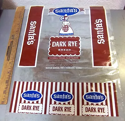 Vintage 1950s Santa's Dark Rye Bread Bag New Unused Sanfair Fairbanks Alaska  • $4.99