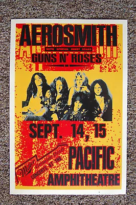 Aerosmith Concert Poster 1988 Pacific Amphitheatre Guns N Roses-- • $4.50