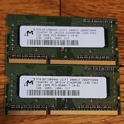 2 MacBook A1278 Micron 1GB 1Rx8 PC3-8500S SO-DIMM RAM Memory MT8JSF12864HZ-1G1F1 • $9.99