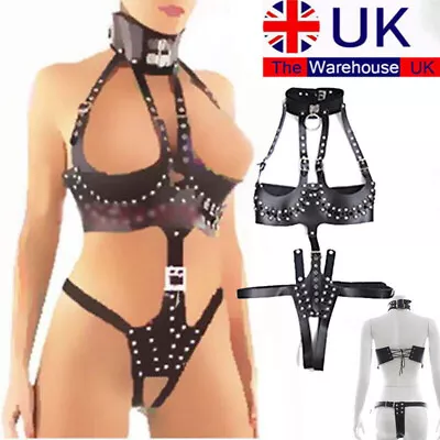 £19.98 • Buy PU Leather Sexy Women Body Harness Corset Cupless Chest Bra Cage Goth Lingerie
