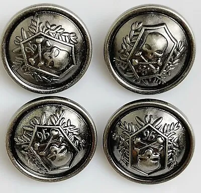 4 Pieces Antiqued Silver 22mm Skull Metal Button Set For Blazer Coat Jacket • $11.99