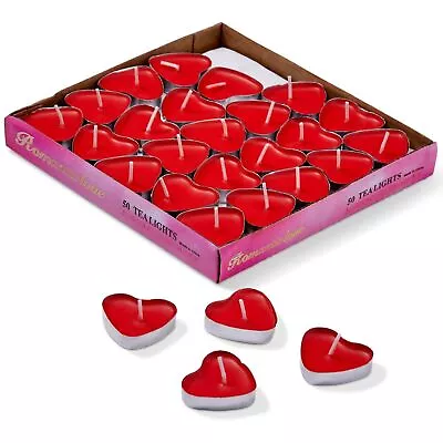 50 PC Love Heart Shaped Wax Candles Wedding Party Decor Smokeless Romantic Decor • £10.99