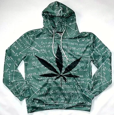 UNBRANDED All Over Math Formulas & Weed Leaf Pullover Hooded Sweatshirt Mens 2XL • $3.99