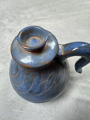 Vintage Antique Teal Blue FISH Art Crockery Pottery Pitcher With Handle !! • $23.30