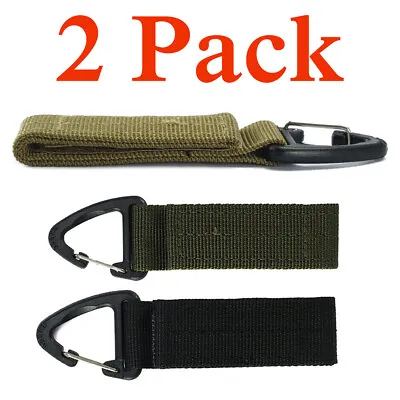 2 Pcs Tactical Webbing Belt Military Molle Key Hook Carabiner Buckle Strap Lot • $3.49