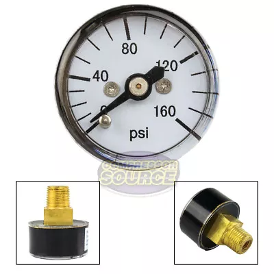 1/8  MNPT Mini Micro Air Pressure Gauge 0-160 PSI 1  Face CBM Center Back Mount • $12.95