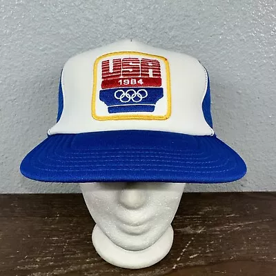 Vintage USA 1984  Olympics Mesh Trucker Snapback Hat Caps USA EMBROIDERED • $25.16