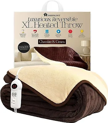 Homefront Heated Throw Electric  Over Bed Blanket XL Luxurious Fleece Washable • £74.99