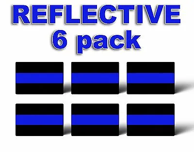 6 REFLECTIVE THIN BLUE LINE Stickers License Plate Tag Decals Police Car Truck • $2.85