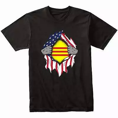 Vietnamese American Flags Hands Ripping Flag Chest T-Shirt - Vietnam Flag Shirt • $19.99