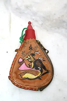 Vintage Coin Purse Leather Bota Bag Spain Bull Fighter • $9.99