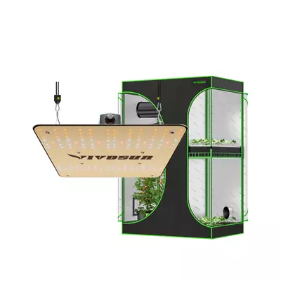 VIVOSUN 2-in-1 36”x24”x53” Mylar Reflective Grow Tent W/ VS1000 LED GROW LIGHT • $151.99