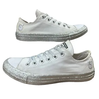 CONVERSE X MILEY CYRUS Chuck Taylor All Star Low Sneakers White Glitter Womens 8 • $22.49