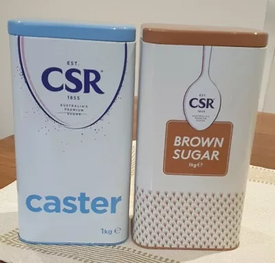 2× CSR Raw & Caster Sugar Empty Collectable 1Kg Tins Canister.  • $27.90