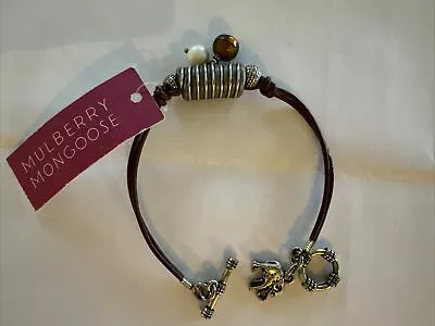 Mulberry Mongoose BNWT Snare Wire Bracelet Brown Leather Zambia 8  20.5cms Charm • £25