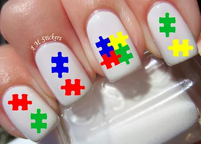 Puzzle Pieces Nail Art Stickers Transfers Decals Set Of 55 - A1249 • $4.50