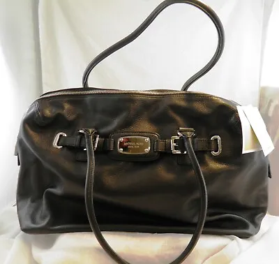 NWT Large Michael Kors Black Leather Hamilton XL Weekenders Satchel Handbag • $231.95