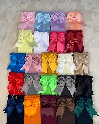 £4.95 • Buy PERFECT PRINCESS Spanish Double Bow Knee High Socks. Baby/Girls/School Uniform