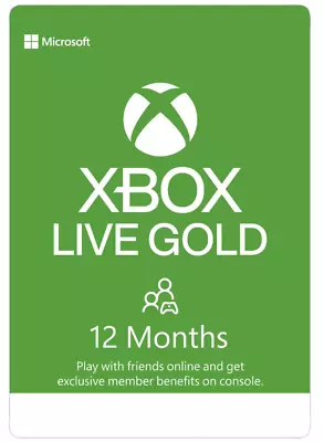 $49.99 • Buy Microsoft - Xbox Live 12 Month Gold Membership Card - Fast Shipping