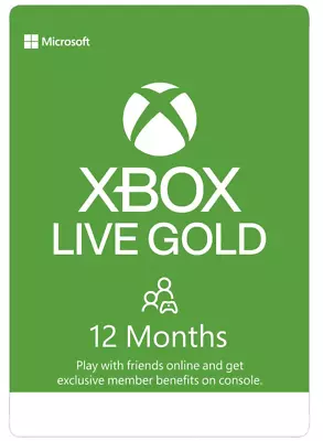 Xbox LIVE 12 Month Game Pass Core Gold Membership For Xbox 360 / XBOX ONE Card • $59.99