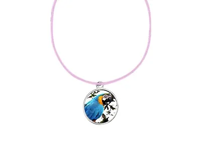 Macaw Parrot Codesd14 DOME On A 18  Pink Cord Necklace Jewellery Gift Handmade • $9.98