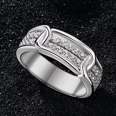 Solid Sterling Silver Men Wedding Rings Wedding Band For Men Ring Gift For Him • $37.99