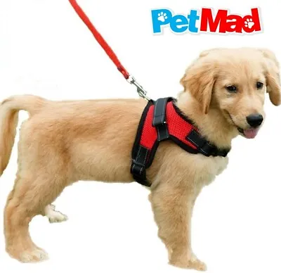 Dog Harness No Pull Adjustable Breathable Mesh Reflective Stitching - S M L  • £4.99