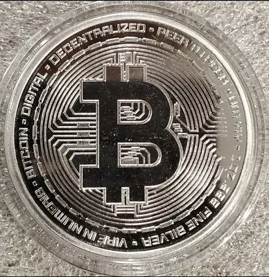 1 Oz .999 Fine Solid Silver Bitcoin Round - In Capsule • £35