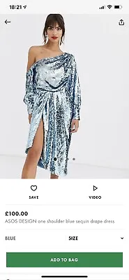 £55 • Buy Blue Sequin Drape Dress