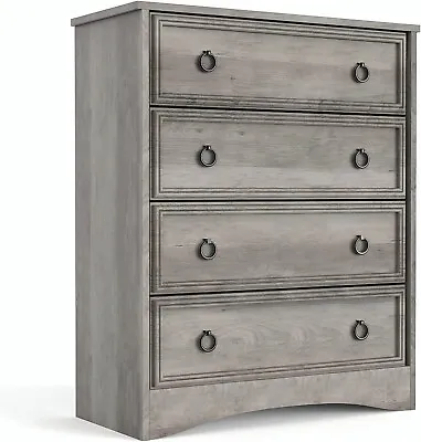 4 Drawer Dresser Chest Shelf Cabinet Storage Home Bedroom Furniture In Gray • $149.98