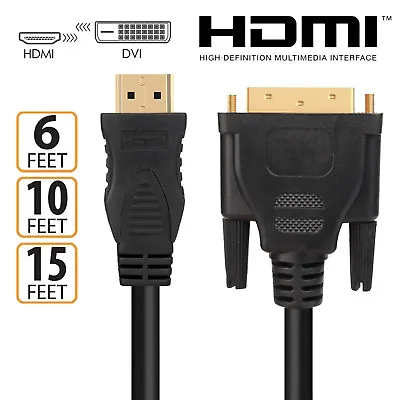 $27.55 • Buy Gold DVI-D Male To HDMI Male Adapter Cable For PC LCD HD TV Full HDTV NEW 2m-5m