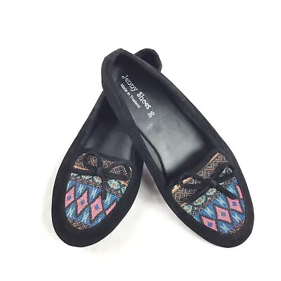 Jenny Shoes Tribal Print Ballet Flats Size 36 Womens Black Multi-Colored Loafers • $12.75