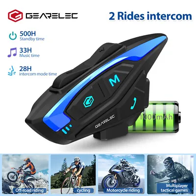 Motorcycle Intercom Bluetooth Helmet Headset 2 Riders Interphone FM Waterproof • $35.99